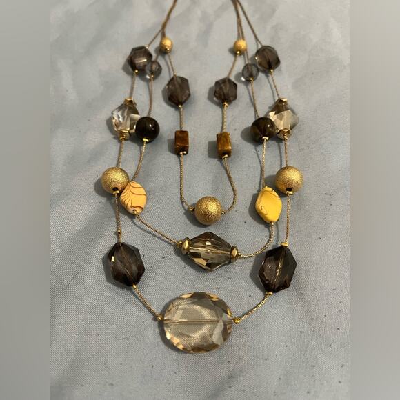 Charming Charlie Layered Beaded Necklace on Gold-tone Chains - Picture 2 of 5